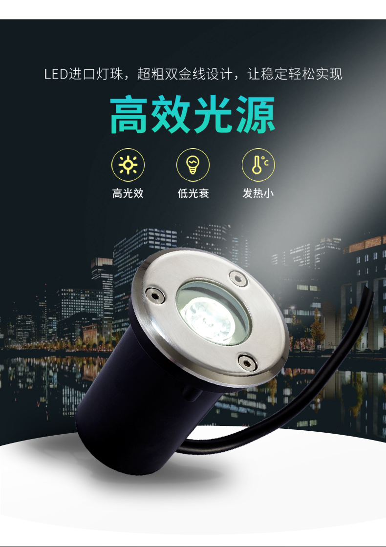 戶外防水led地埋燈 大功率LED埋地?zé)?草地?zé)?景觀燈 彩色投射燈1W(圖4)